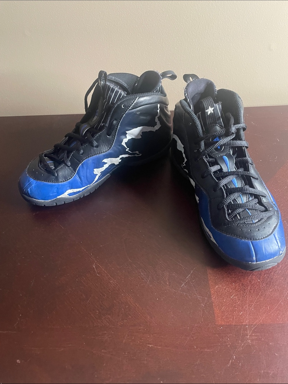 Nike Little Posite Kids Black and Blue High-Top Sneakers